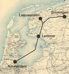 Historick mapa s naznaenm proplouvanch plavebnch tras. Odpovd stavu v roce 1941